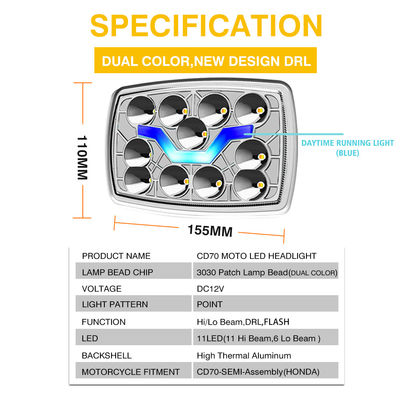 YAYE CD70 CG125 70cc 12V LED Headlight with DRL and Turn Indicator