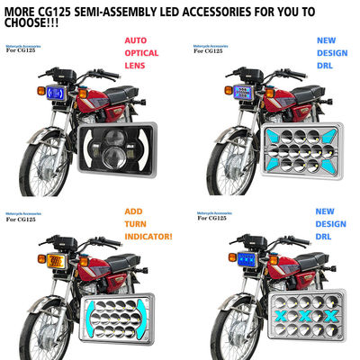 CG125 Motorcycle LED Headlight with Red Skull DRL 18LED Chip and 50000 Hours Lifespan